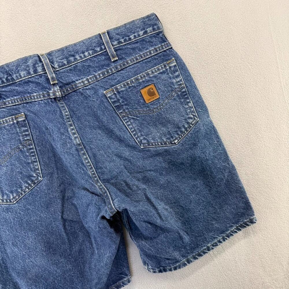 Vintage Carhartt Shorts Fits 38 Blue Denim Baggy Medium Wash Skater y2k 90s - Picture 6 of 8